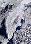 Kamchatka under the snow, Russia, satellite image