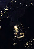 Korean Peninsula at night, satellite image