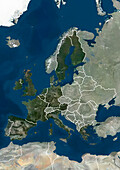 Member states of the European Union in 1995, satellite image