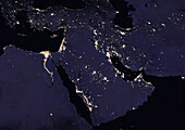 Middle East at night, satellite image