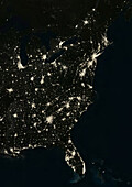 US East Coast at night, satellite image