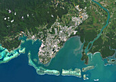 Suva, Viti Levu, Fiji, satellite image