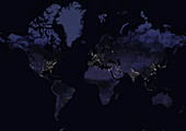 World at night, satellite image