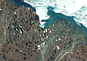 Prudhoe Bay oil field, Alaska, USA, satellite image