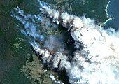 Bushfires in Batemans Bay, Australia, satellite image