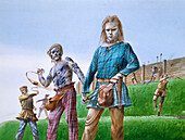 Iron Age tribesmen, c5th century BC, illustration