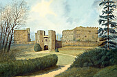 Berry Pomeroy Castle, 15th century, illustration