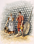 Roman man and woman, c2nd century, illustration