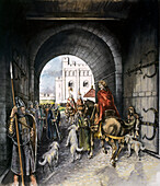 Old Sarum gatehouse entrance, 1140, illustration