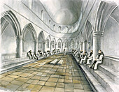 Rievaulx Abbey, 14th century, illustration