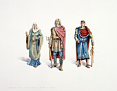 Saxons and Normans, c11th century, illustration