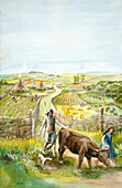Rural landscape, 2000BC, illustration