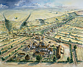 Wharram Percy medieval village, illustration