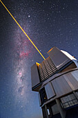 Very Large Telescope firing laser beams at night