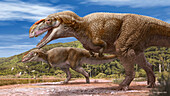 Mapusaurus dinosaurs, illustration