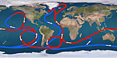 Global ocean currents, illustration