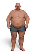 Obese man standing, illustration