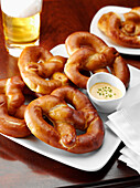 Soft pretzels with mustard dip