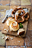 Obatzda with pretzels (Alpine cuisine)