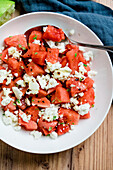 Watermelin Feta Salad with Lime Dressing
