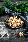Puff pastry chocolate stars with nut nougat cream