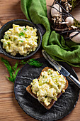 Healthy egg salad with celery and Greek yogurt