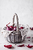 Red onions in a basket