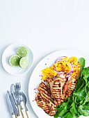 Grilled chicken with mango lime salad
