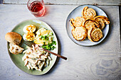 Chicken salad and pizza buns