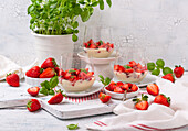 Vegan vanilla yoghurt with basil strawberries