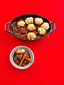 Beef stew with green peppercorns and cheddar dumplings