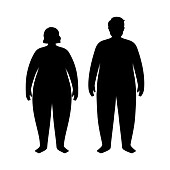 Obese woman and man, illustration
