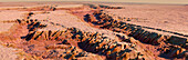 Panoramic artwork of a Martian canyon