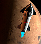 Artwork of Starship Above Mars