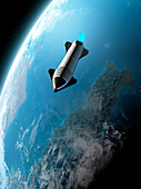 Artwork of Starship Above Earth