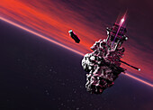 Asteroid mining colony, illustration