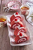 Red velvet sponge cake roll