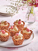 Caramel cream filled nests with egg candy