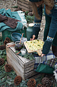 Butter board, pickled sloes and spruce needle salt for winter barbecues