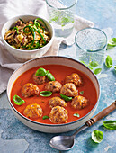 Turkey meatballs in roasted pepper sauce