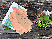DIY seed paper made from flower seeds and egg carton
