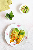 Stuffed squash blossoms with couscous