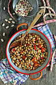 Fresh borlotti bean salad with tomatoes and mixed herbs