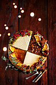 Christmas cheesecake with nuts
