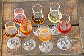 Medicinal liqueurs, home-made from herbs and fruits