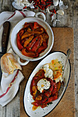 Roasted pepper salad with mozzarella (Italy)