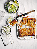 Cheddar pie with fennel pickle