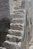 Old Worn Stone Steps; Oia, Santorini, Cyclades, Greek Islands, Greece