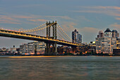 Manhattan Bridge At Sunset; New York City, New York City, United States Of America