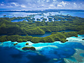 Aerial View Of World Heritage Listed Palau Islands; Micronesia